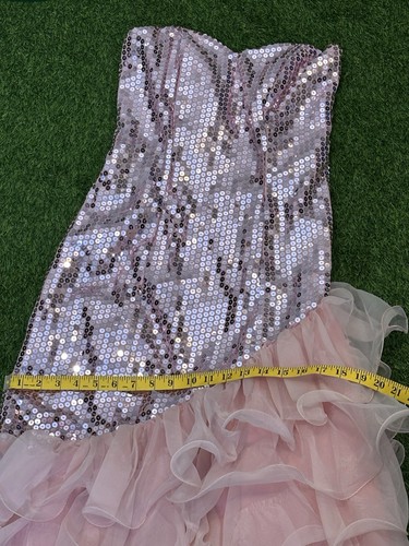 VTG 80s Prom Dress Women 7 Pink Sequins Sweetheart Neckline Party Gown Fairycore - Picture 12 of 13