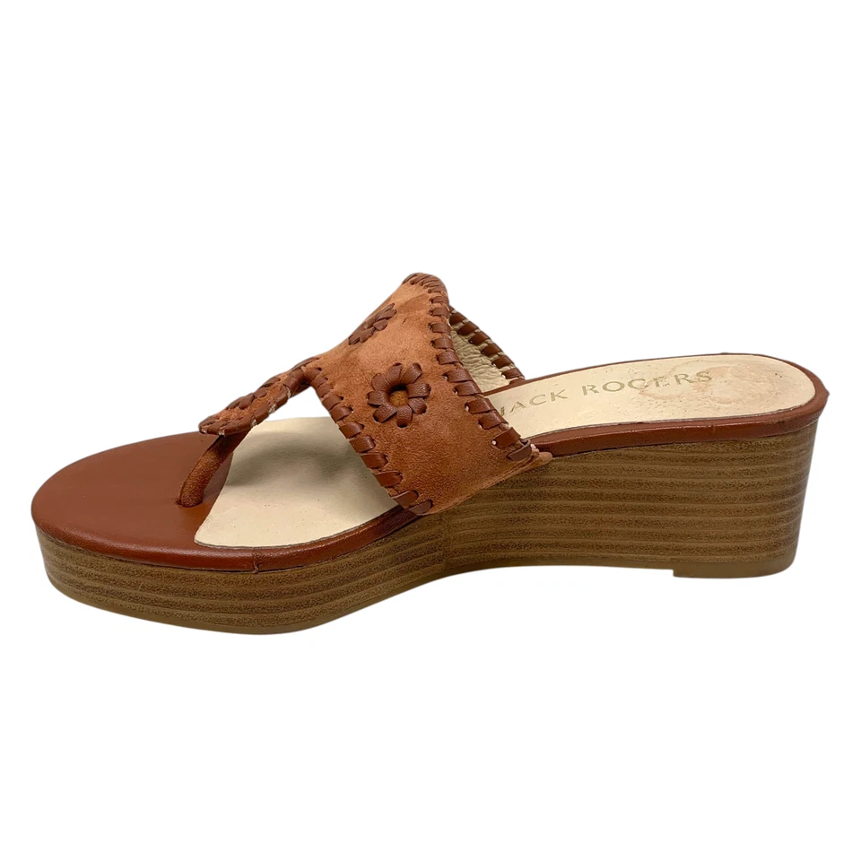 NUEVAS Sandalias Jack Rogers Talla 7 Jacks Equipaje Apilado Cuero Tanga Cuña Media Nuevas Sin Caja Foto 4 de 4