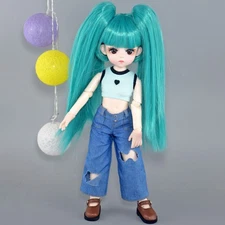 1/6 BJD Muñeca + Peluca Doble Desmontable Cola Caballo + Ropa Regalo De Navidad