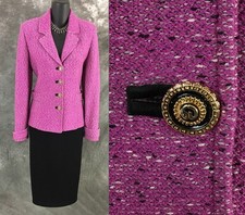 BEAUTIFUL St John collection jacket knit purple multi suit blazer size 4