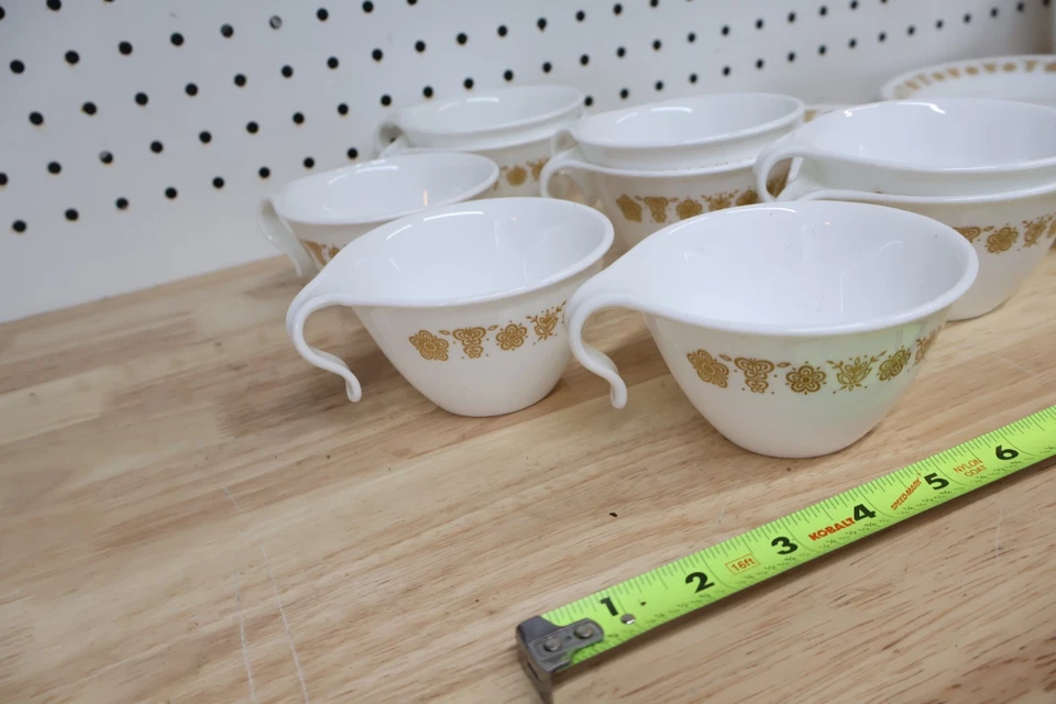 Bonitas tazas y platillos de té Corning Ware Corelle Butterfly dorados vintage usados de 19 piezas Foto 4 de 4