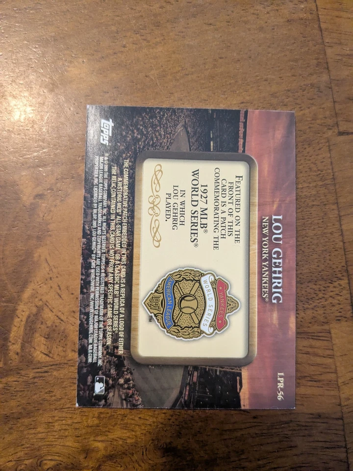 2009 Topps #LPR-56 Lou Gehrig Legends Commemorative Patch - Image 2 of 2