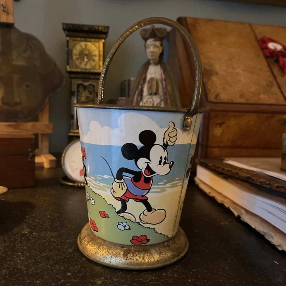 Ancien Seau de plage illustrations MICKEY -DINGO- DONALD - Photo 2/4