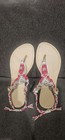 Handmade Adjustable Sandals Braided 7.5 US 24 Mx Pink White Gray Silver Thong — photo 1