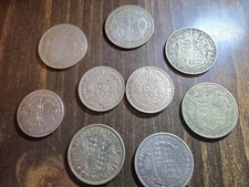 lot of 9 Junk Silver UK British coins   116 Grams