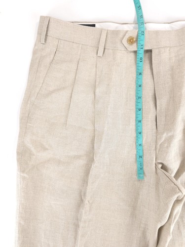 Paul Frederick Natural Linen Pleated Relaxed Straight Pants Mens 38x30 (37x30) - Picture 11 of 14