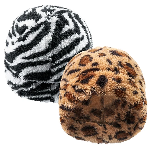 Leopard print Beanie Hat Skull Cap Winter Fleece Hat Soft Warm Hat for Men Women
