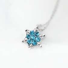 Silver Snowflake Blue Crystal Pendant Necklace Love Charm Cable Chain 17'' New