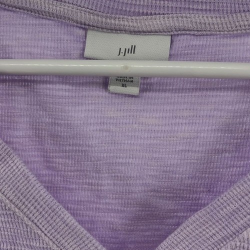 J. Jill helllila Waffelstrick Rollbündchen Ärmel Henley Baumwolle Freizeit pastell - Bild 4 von 9