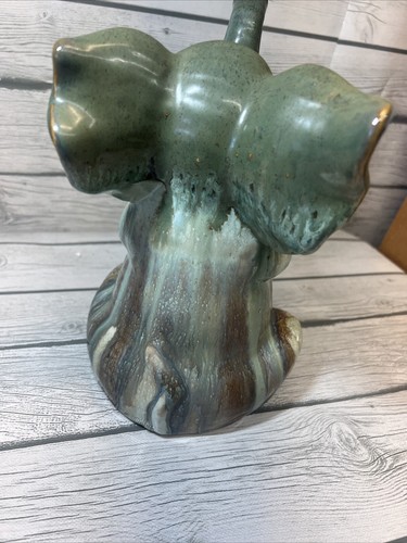Statua Elefante 10” verde marrone decorazione ceramica a proposito di tronco in su - Foto 6 di 7