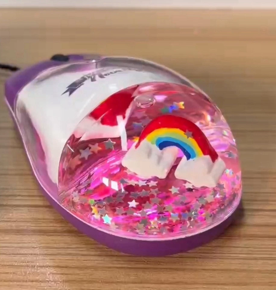 LIQUID Aqua Mouse Computer Mouse, Rainbow Floater Y2k Frutiger Aero  - USB, Cute - Image 4 of 4