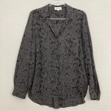 Bella Dahl Gray Black Snake Print Ultra Soft Rayon Button Down Medium Comfy