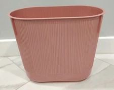 Vintage Rubbermaid Pink Mauve 2954 Ribbed Oval Trash Can Bin Retro Wastebasket