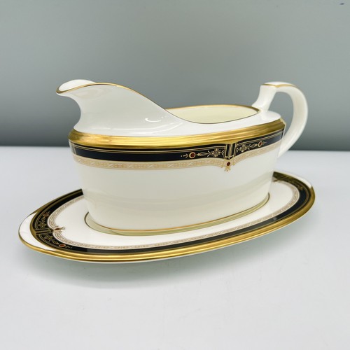 NORITAKE Gold and Sable GRAVY BOAT & UNDERPLATE BUTTER Black RAISED RED ENAMEL - Picture 6 of 23