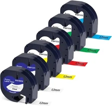 7PK Dymo Letratag Refill 91331 91330 16952  Label Tape 12mm LT-100H 1/2"