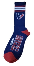Houston Texans Crew Socks size Large  Football Deuce Four Stripe Red white blue 
