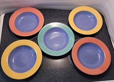 Set Of 5 Lindt Stymeist Colorways Japan Rimmed Soup Cereal Bowls 