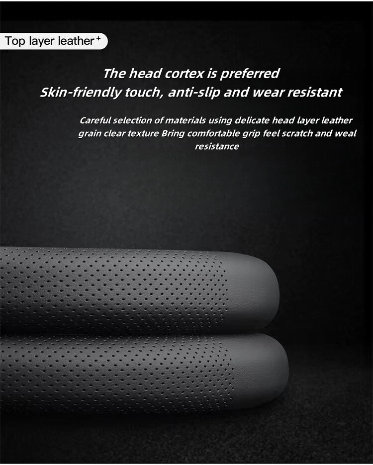 For Mercedes Benz All cars New 15" Genuine Leather Circular Steering Wheel Cover Foto 4 de 4