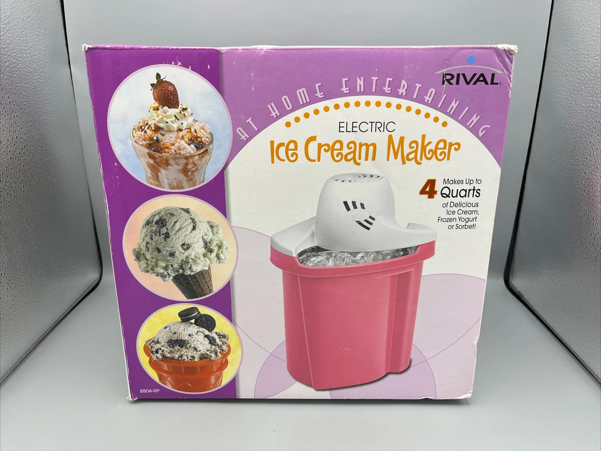 Rival Electric Ice Cream Maker Yogurt Sorbet 8804 BL 4 Quart Open