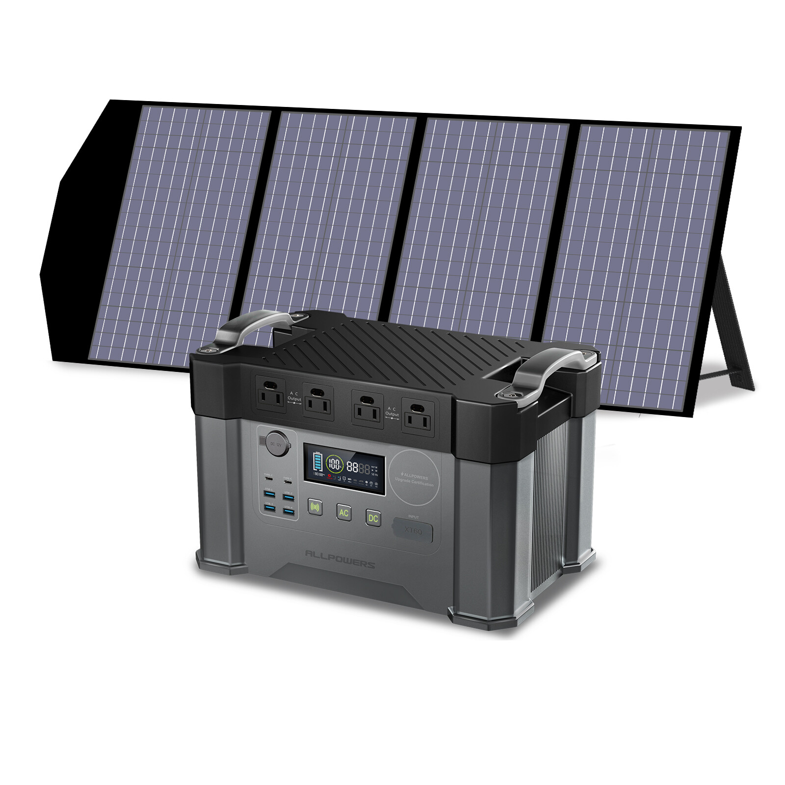 2400W Portable Power Station With 140W Solar Panel For Mobile Battery Outdoor