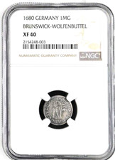1680 German States Brunswick Wolfenbuttel Wildman Mariengroschen NGC XF 40