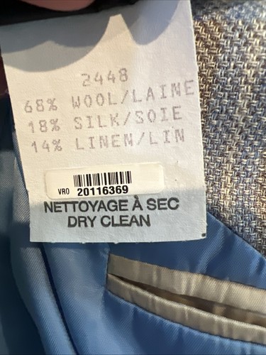 Empire 1917 Wool Silk Linen Blend Window Pane Sports Coat 44R Beige Blue - Picture 15 of 24