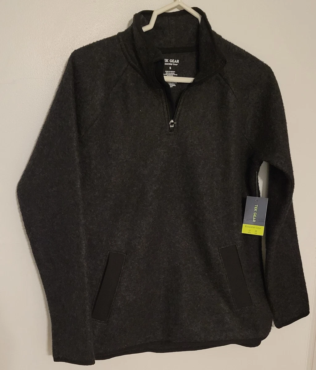 Tek Gear Sweatshirt Mens Size Small Dark Gray Fleece 1 4 Zip Long