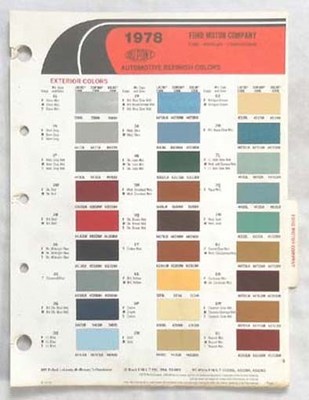 1978 FORD DUPONT COLOR PAINT CHIP CHART ALL MODELS ORIGINAL