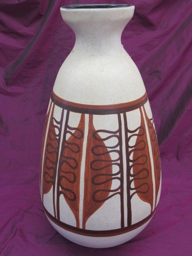HUGE 21.5" Mid Century LAPID studio pottery Avi Israel Floor Vase, hand painted