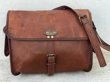 13" Vintage Women's Round Satchel Leather Cross Body Messenger Shoulder Bag