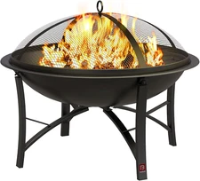 Fire Pit for outside Wood Burning,Bbq Grill Steel Fire Bowl with Spark Screen Co