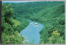 Vintage Aerial View Kauai Wailua River Tour Boats Hawaii Postcard Unused
