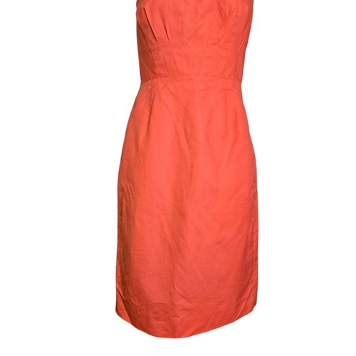 J Crew Womens Sleeveless Dress Size 6 Orange Coral Miranda Style Cotton Lined - Picture 3 of 7