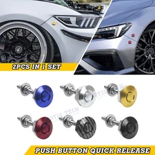 Auto Car Push Button Quick Release Hood Bonnet Pins Lock Clip Bumper Latch Kit