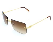 CARTIER C-Decor Gold With Brown Lens 56-19-140 MM Unisex Sunglasses CT0006RS 001