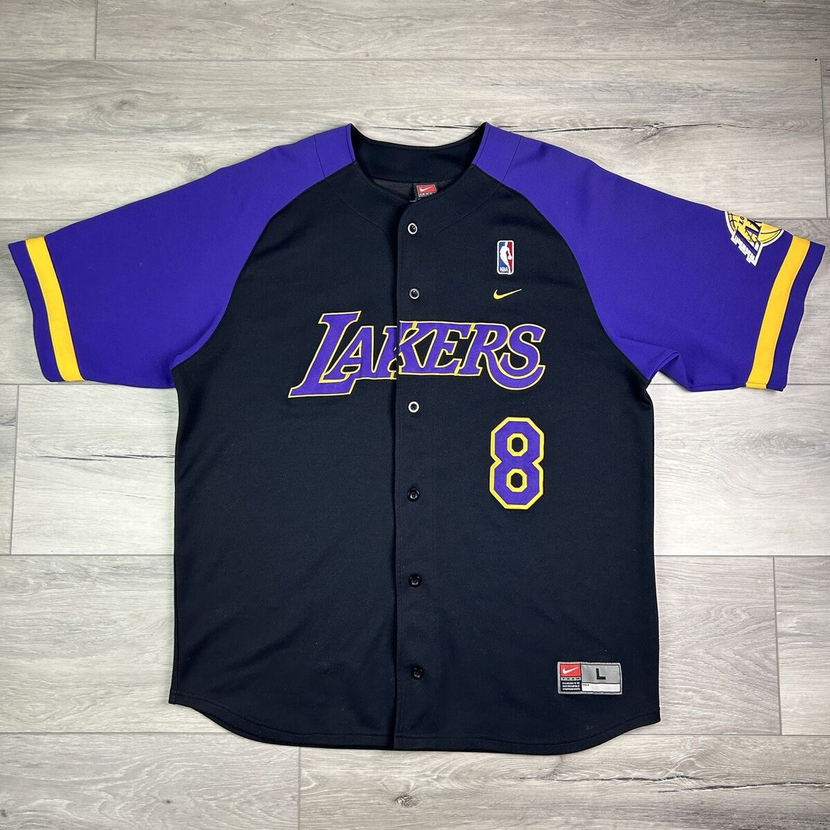NIKE LOS ANGELES LAKERS KOBE BYRANT #8 BASEBALL JERSEY L NIKE LOS ANGELES LAKERS KOBE BYRANT #8 BASEBALL JERSEY L