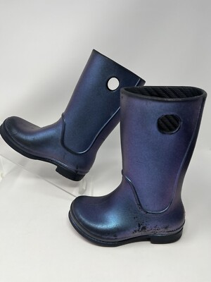 Crocs Blue Iridescent Wellies Rain Boots Childrens C11 Outdoor Waterproof Shoes