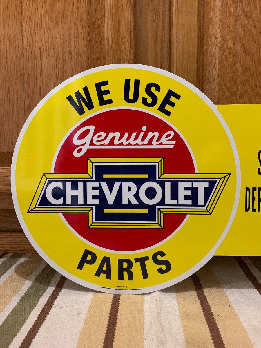 CHEVROLET GENUINE PARTS Vintage Style Flange Garage Man Cave Metal