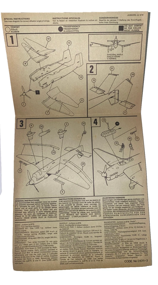 VINTAGE Airfix Junkers Ju 87B Stuka 1:72 in Blisterpack - Immagine 2 di 3