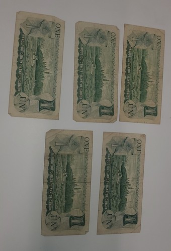 5 x 1973 Canada $1 One Dollar, STAR * Replacement note, 5 banknote lot, QEII - Picture 5 of 14