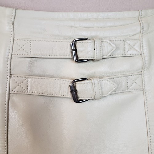 Vintage 80s Leather Skirt Womens 12 100% Lamb Light Academia Office Siren 21" - Picture 5 of 14