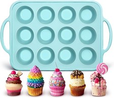 Silicone Muffin Pan, 12 Cups Mini Cupcake Pan, Non-stick Mini Baking Cups