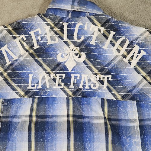 Affliction Premium Shirt Mens Large Y2K Button Up Embroidered Long Sleeve - Picture 10 of 12