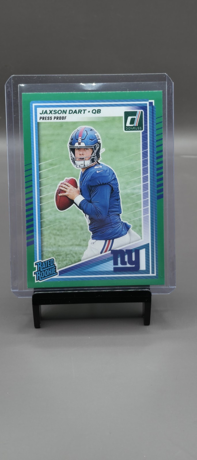 2025 Panini Donruss - Rated Rookie Jaxson Dart #400 Press Proof Green (RC)