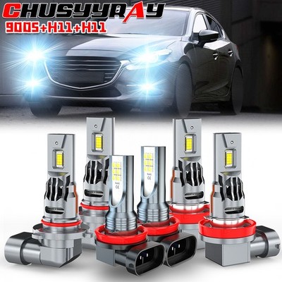 6X 6000K LED Bulbs for 2014-2018 Mazda 3 Headlight High&Low Beam Fog Lamp Light