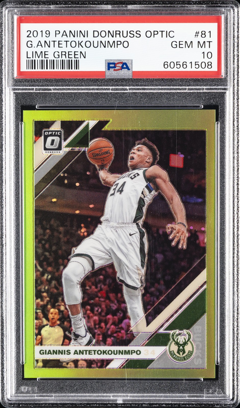 2019 PANINI DONRUSS OPTIC LIME GREEN #81 GIANNIS ANTETOKOUNMPO 100/149 PSA 10