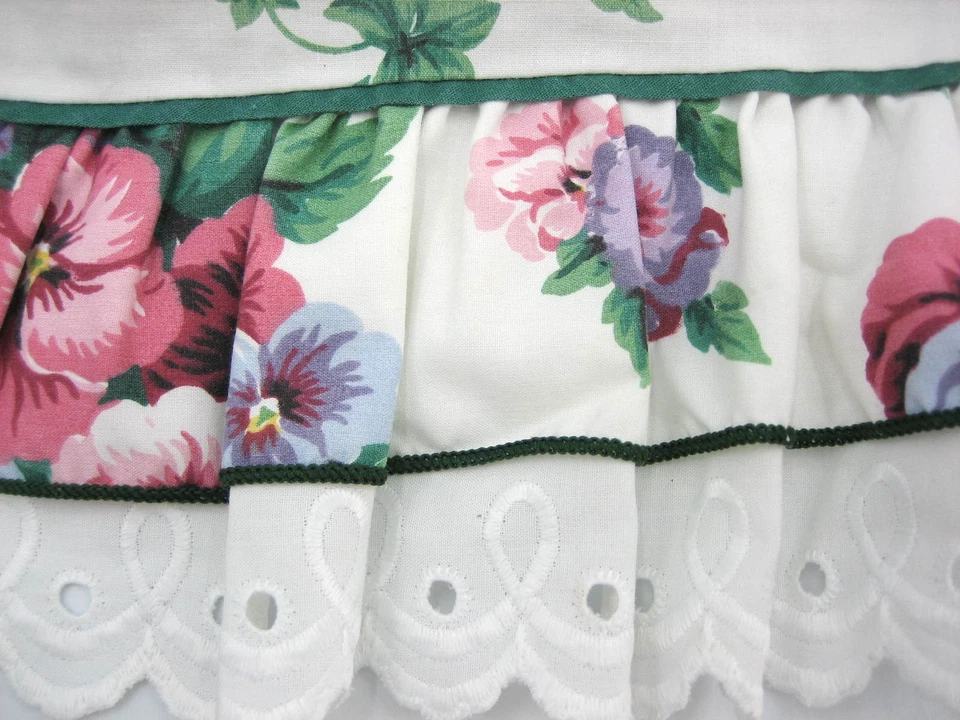 Sábana plana Waverly vintage rosa floral con volantes ojales percal núcleo de cabaña Foto 2 de 4