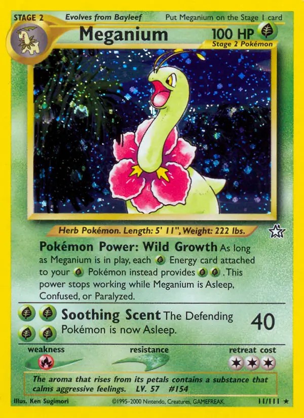 Meganium - 11/111 - Pokemon Neo Genesis Unlimited Holo Rare Card WOTC NM