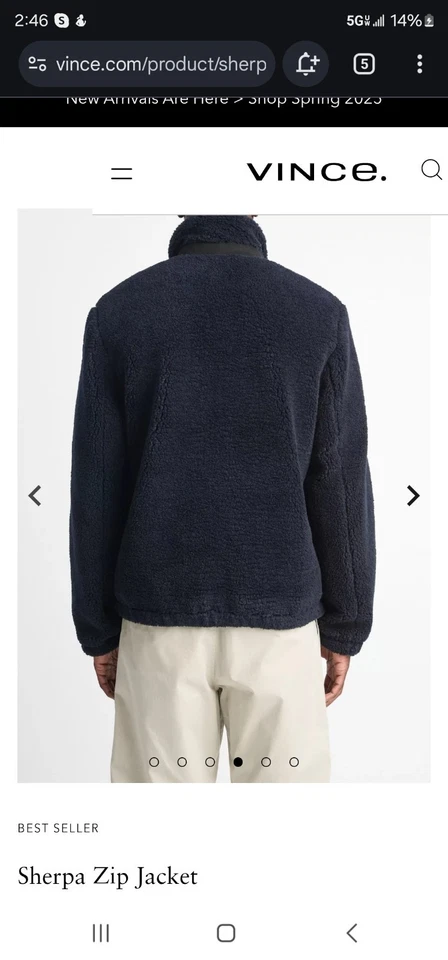 $595 Vince Grande Azul Sherpa Imitación Piel Piel Abrigo Difuso Bloques de Color De Colección Foto 3 de 4