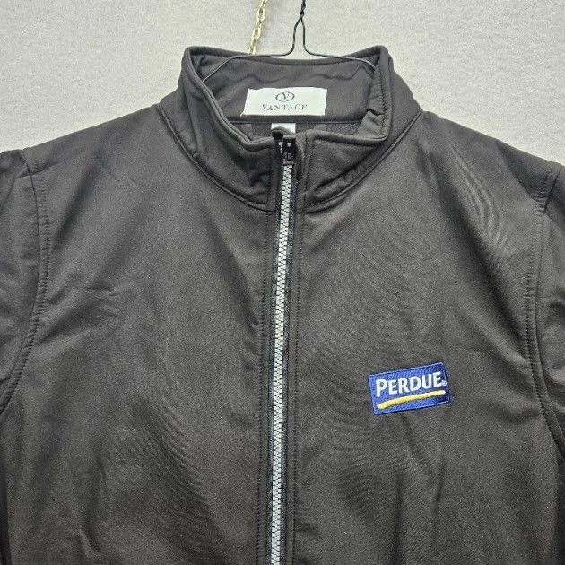 Vantage Womens Size Large Black Zip Up Jacket Perdue Logo - Image 2 of 4